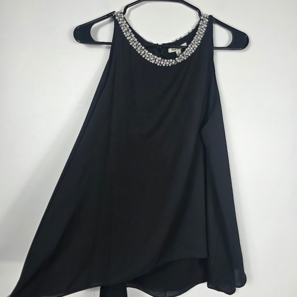 Emma & Olive‎ Sz L Black Embellished Neck Sleeveless Sheath Xmas Holiday